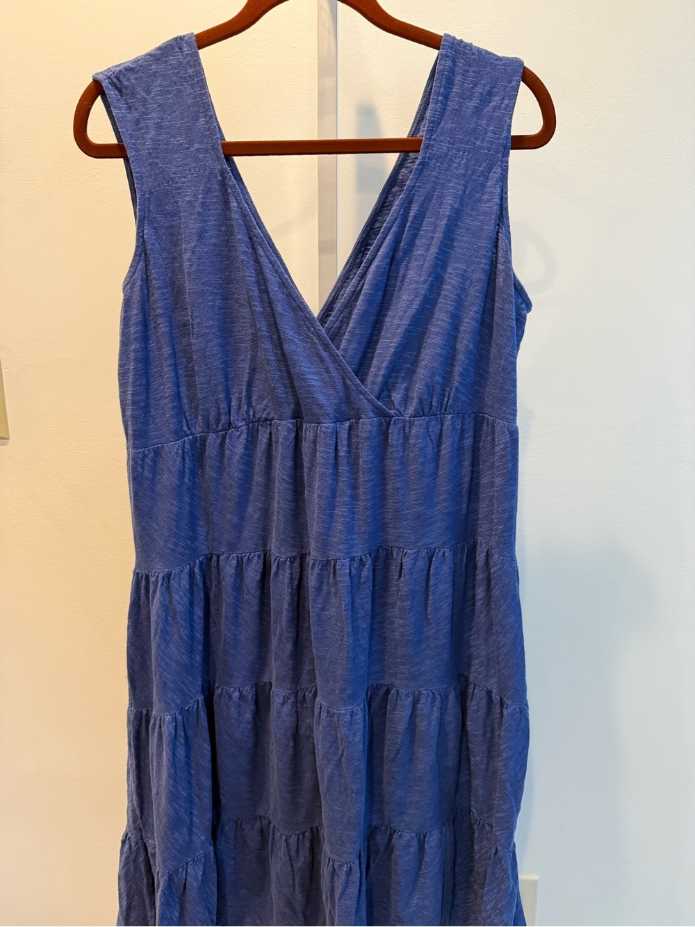 Talbots Blue Knit Women's Textured Fabric Tiered V-neck Midi Dresses Size 1X
